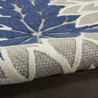 4’ x 6’ Ivory and Navy Indoor Outdoor Area Rug