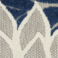 7’ x 10’ Ivory and Navy Indoor Outdoor Area Rug