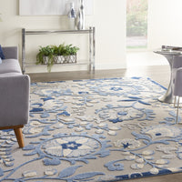 8’ x 11’ Blue and Gray Indoor Outdoor Area Rug