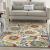 4’ x 6’ Ivory Multi Floral Indoor Outdoor Area Rug