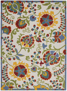 7’ x 10’ Ivory Multi Floral Indoor Outdoor Area Rug