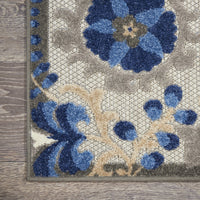 2’ x 6’ Natural and Blue Indoor Outdoor Runner Rug