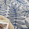 6’ x 9' Ivory and Navy Leaves Indoor Outdoor Area Rug