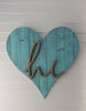 12" Farmhouse Turquoise Large Wooden Heart