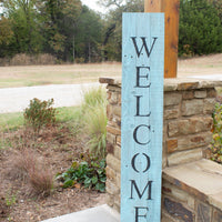 Rustic Light Aqua Blue Front Porch Welcome Sign