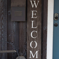 Rustic Espresso Brown and White Front Porch Welcome Sign