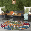 4’ Round Multicolored Leaves Indoor Outdoor Area Rug