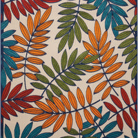 5’x 8’ Multicolored Leaves Indoor Outdoor Area Rug