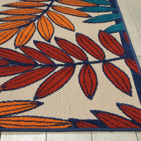 5’x 8’ Multicolored Leaves Indoor Outdoor Area Rug