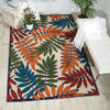 5’x 8’ Multicolored Leaves Indoor Outdoor Area Rug
