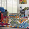 7’x 10’ Multicolored Leaves Indoor Outdoor Area Rug