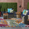 7’x 10’ Multicolored Leaves Indoor Outdoor Area Rug