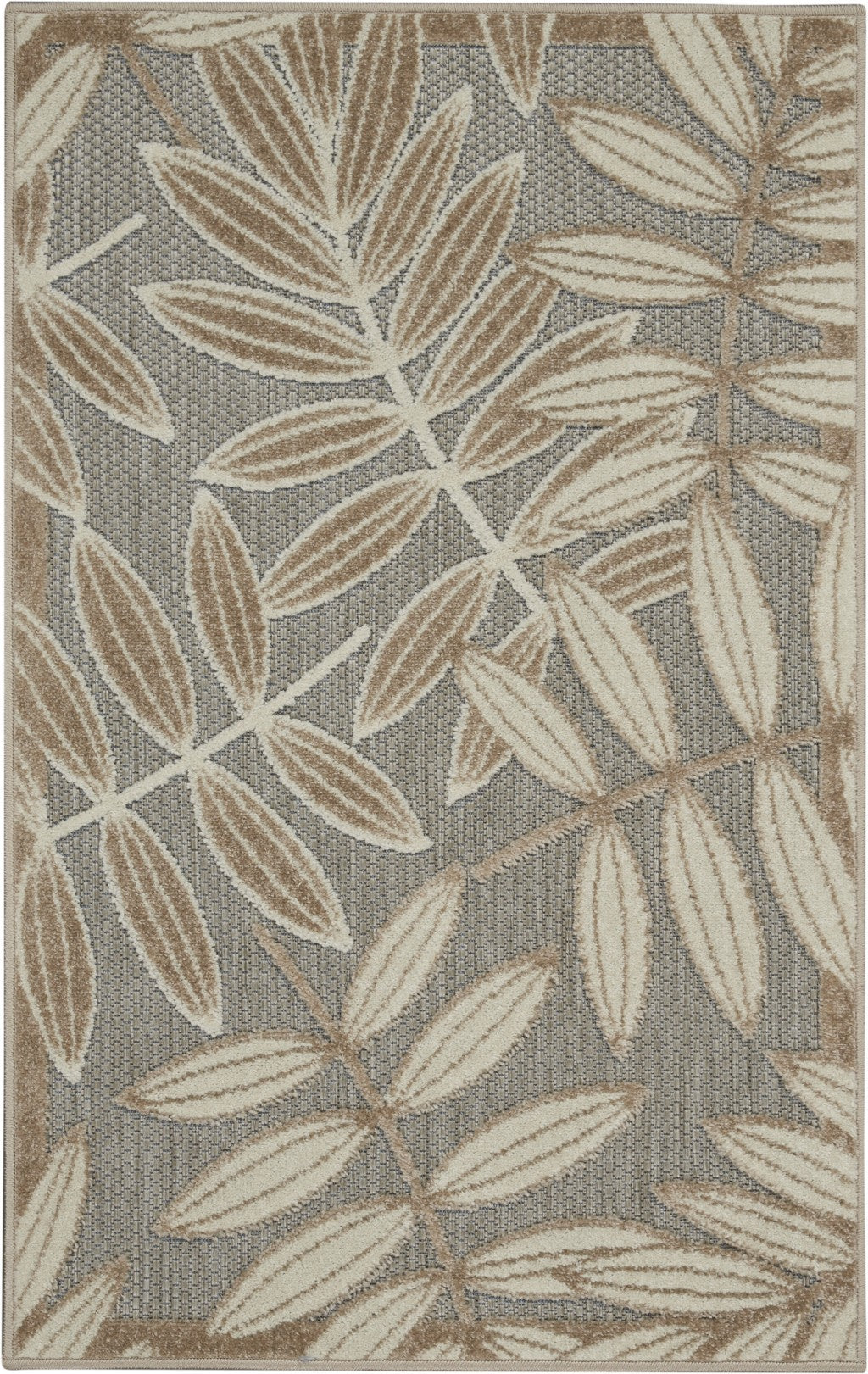 3’ x 4’ Natural Leaves Indoor Outdoor Area Rug