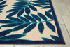 8’ x 11’ Navy and Beige Leaves Indoor Outdoor Area Rug