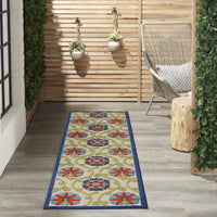 2’ x 6’ Blue Vines Indoor Outdoor Runner Rug