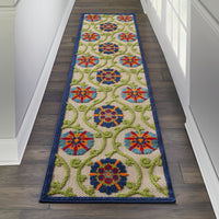 2’ x 6’ Blue Vines Indoor Outdoor Runner Rug