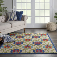 4’ x 6’ Blue Floral Vines Indoor Outdoor Area Rug