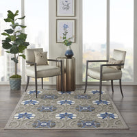 4’ x 6’ Gray and Blue Indoor Outdoor Area Rug