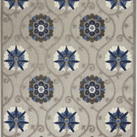 5’ x 8’ Gray and Blue Indoor Outdoor Area Rug