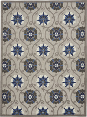 8’ x 11’ Gray and Blue Indoor Outdoor Area Rug