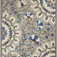 4’ x 6’ Gray and Blue Vines Indoor Outdoor Area Rug