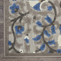 4’ x 6’ Gray and Blue Vines Indoor Outdoor Area Rug