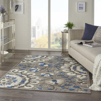 5’ x 8’ Gray and Blue Vines Indoor Outdoor Area Rug