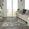 5’ x 8’ Gray and Blue Vines Indoor Outdoor Area Rug