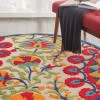 5’ Round Red and Multicolor Indoor Outdoor Area Rug