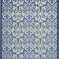 8’ x 11’ Gray and Blue Indoor Outdoor Area Rug