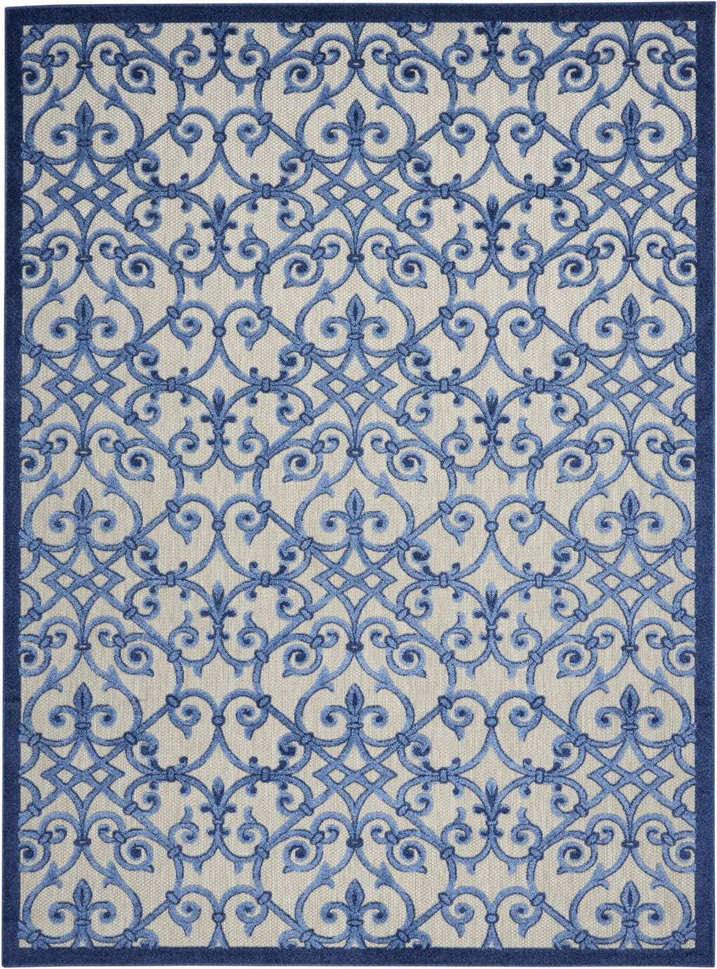 8’ x 11’ Gray and Blue Indoor Outdoor Area Rug