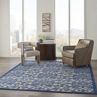 8’ x 11’ Gray and Blue Indoor Outdoor Area Rug