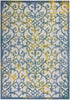 5’ x 7’ Ivory and Blue Indoor Outdoor Area Rug