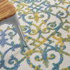 5’ x 7’ Ivory and Blue Indoor Outdoor Area Rug