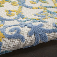 8’ x 11’ Ivory and Blue Indoor Outdoor Area Rug