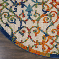 8’ Round Rainbow Colored Indoor Outdoor Area Rug