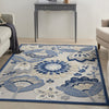 4’ x 6' Blue and Gray Indoor Outdoor Area Rug