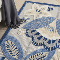 4’ x 6' Blue and Gray Indoor Outdoor Area Rug