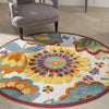 4’ Round Yellow and Ivory Indoor Outdoor Area Rug