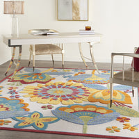 7’ x 10' Yellow and Ivory Indoor Outdoor Area Rug