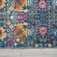 2’ x 3’ Denim Blue Florals Distressed Scatter Rug