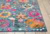 5’ x 7’ Denim Blue Florals Distressed Area Rug