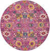 5’ Round Fuchsia and Orange Distressed Area Rug