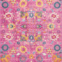 7’ x 10’ Fuchsia and Orange Distressed Area Rug