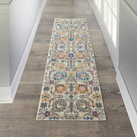 2’ x 8’ Ivory and Multicolor Floral Buds Runner Rug