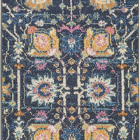 2’ x 8’ Navy Blue Floral Buds Runner Rug