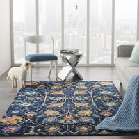 5’ x 7’ Navy Blue Floral Buds Area Rug