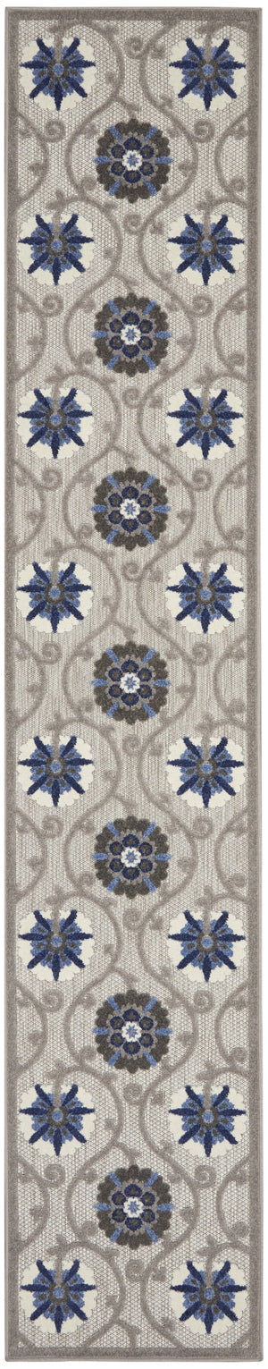 2’ x 12’ Gray and Blue Indoor Outdoor Runner Rug