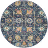 5’ Round Navy Blue Floral Buds Area Rug