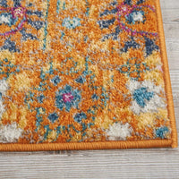 2’ x 8’ Sun Gold and Navy Distressed Runner Rug